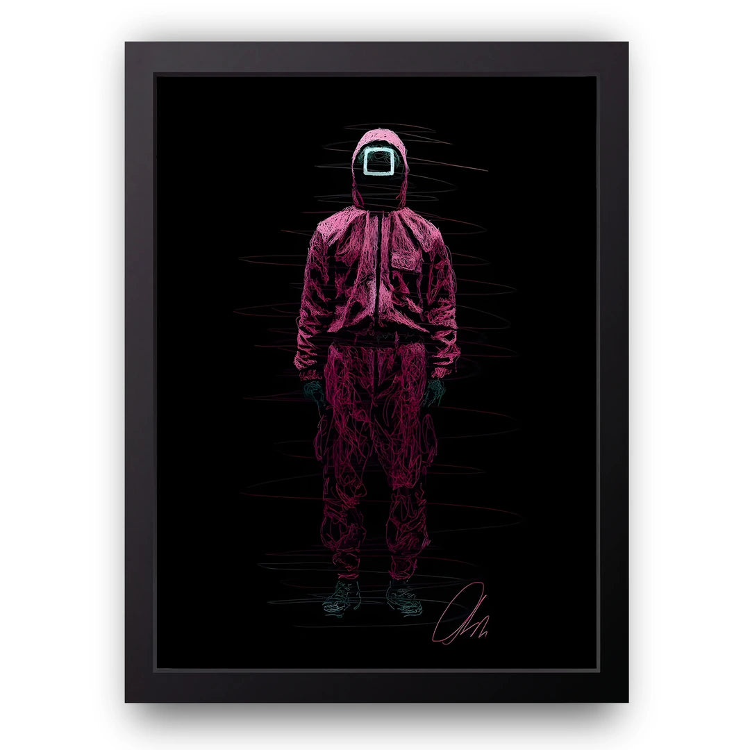 Pink Guard art poster in black frame