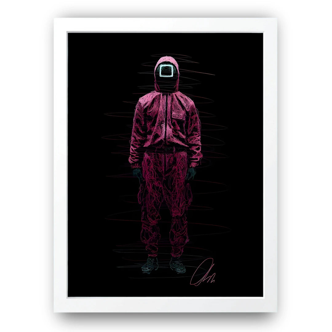 Pink Guard art poster in white frame