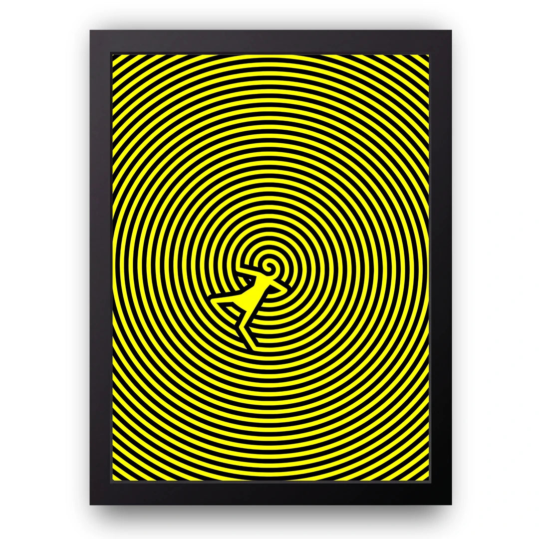 Hypnotic Spiral abstract poster in black frame