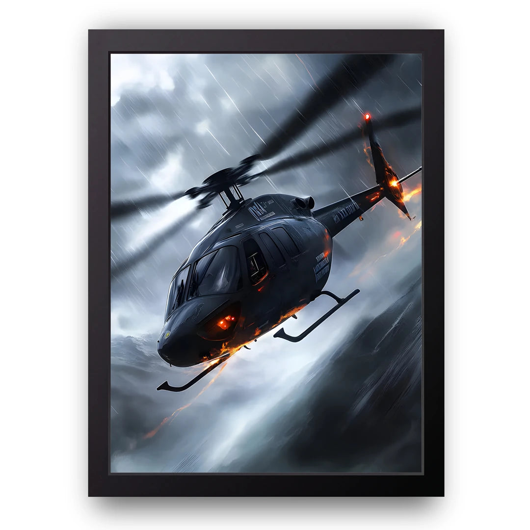 Storm Chopper art poster in black frame