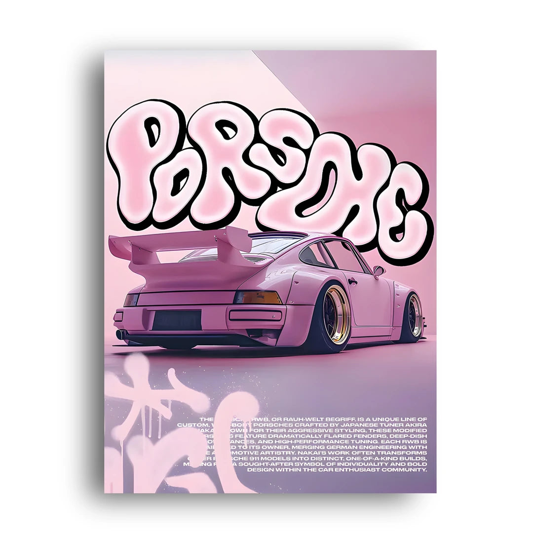 Pink Widebody car poster unframed 350gsm paper