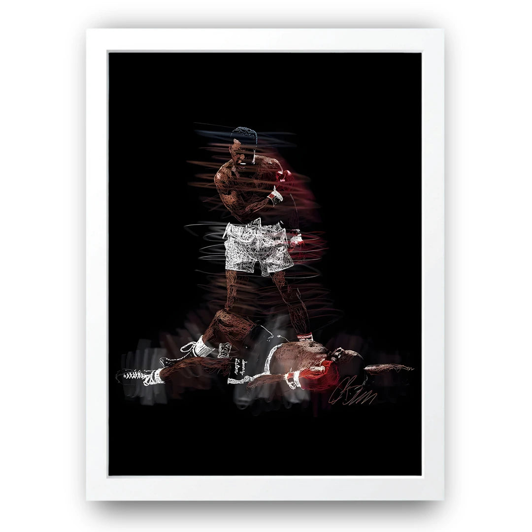 Ali Legacy boxing poster in white frame
