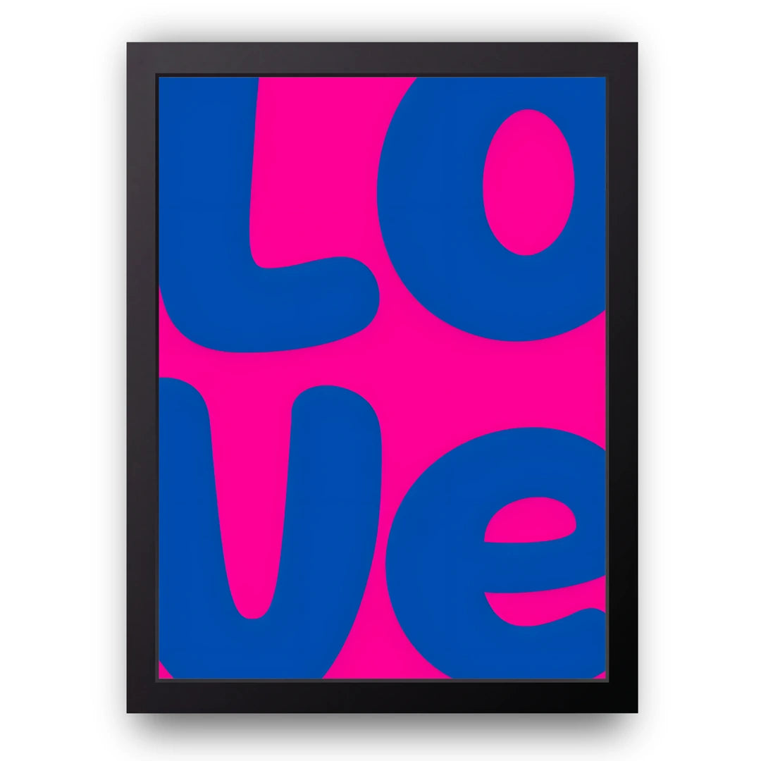 Love Blocks art poster in black frame
