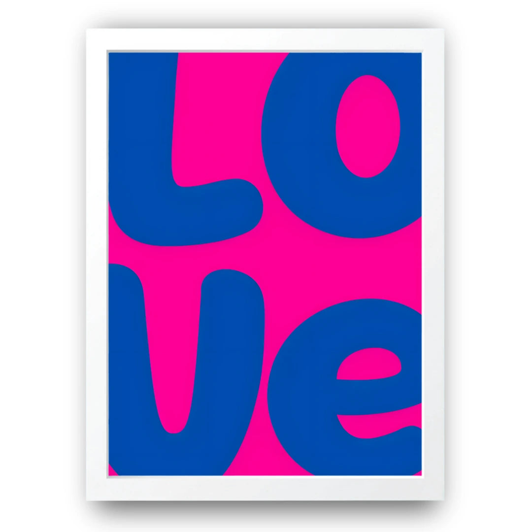 Love Blocks art poster in white frame