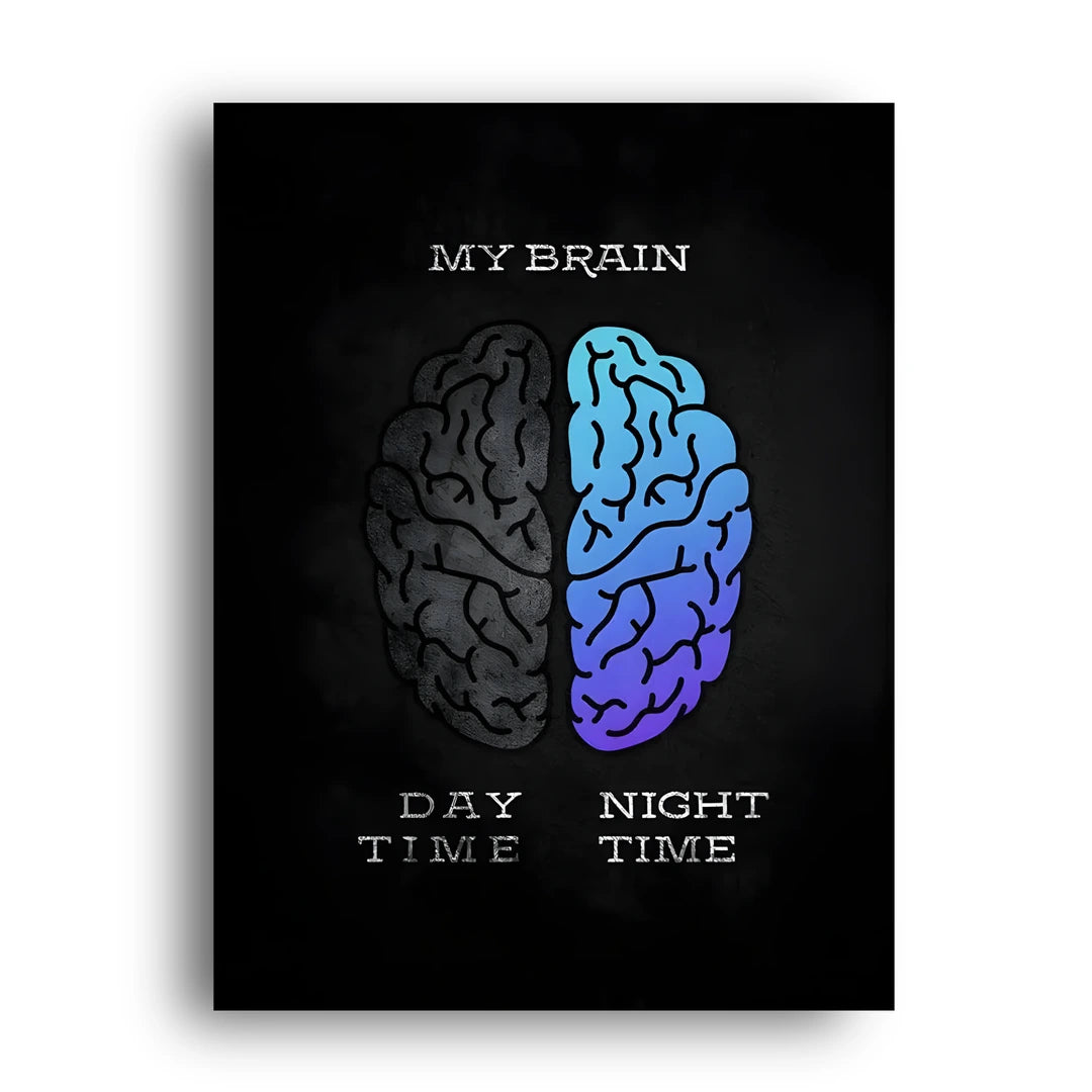 Day Brain Night Brain quote poster unframed 350gsm paper