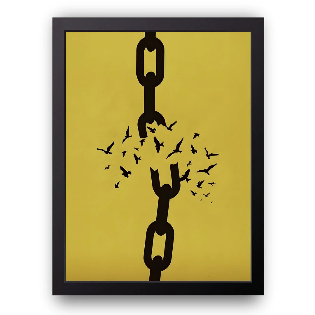 Broken Chain art poster in black frame