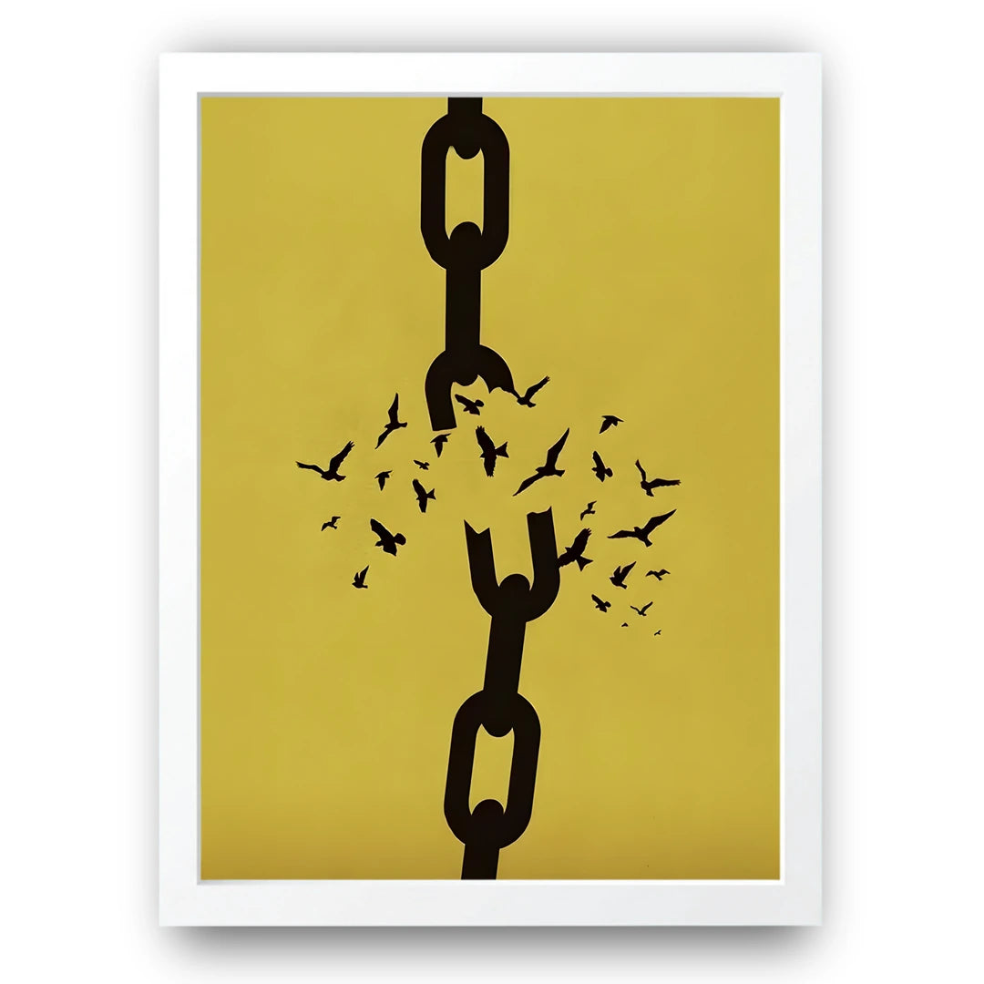 Broken Chain art poster in white frame