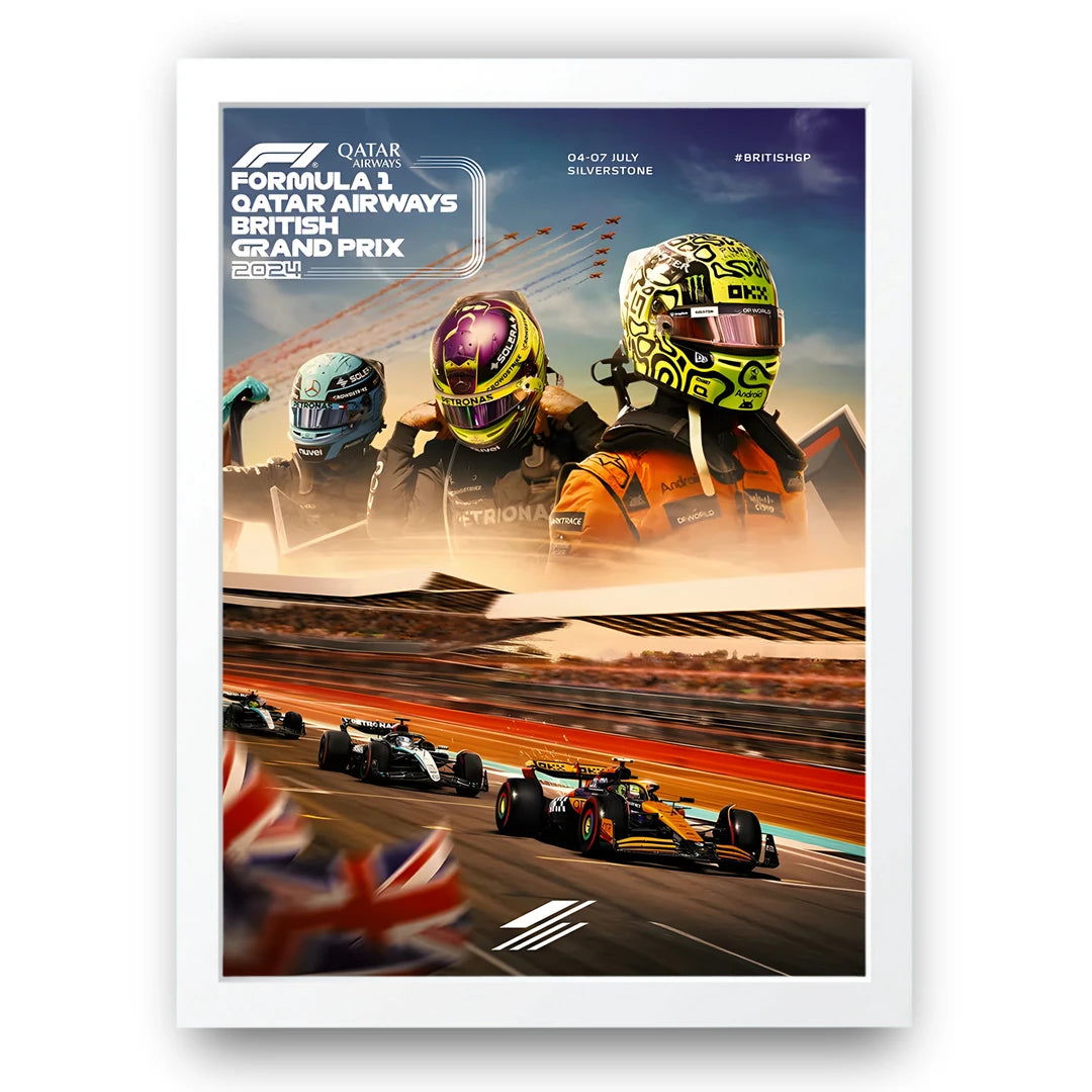 British Grand Prix sport poster in white frame