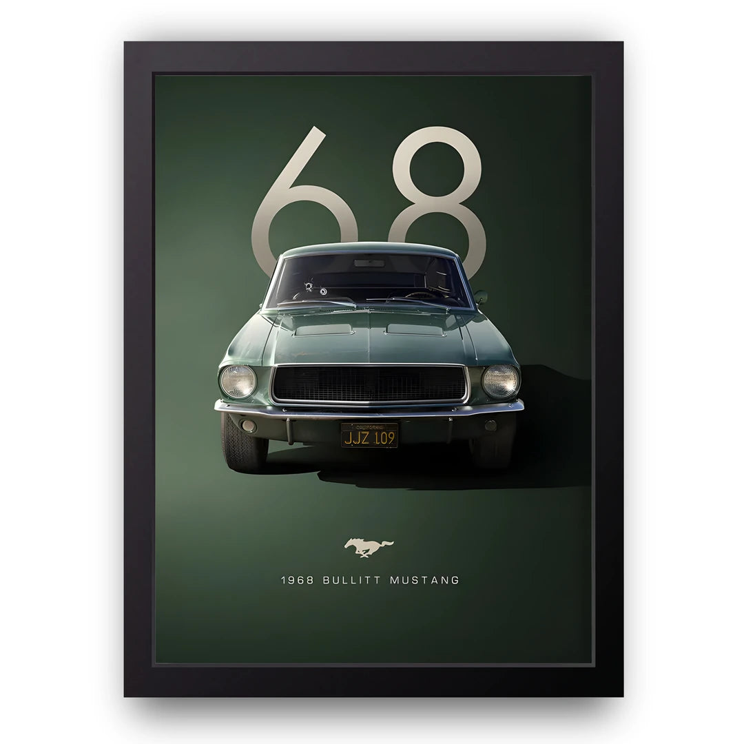 Bullitt Sixty-Eight car poster in black frame