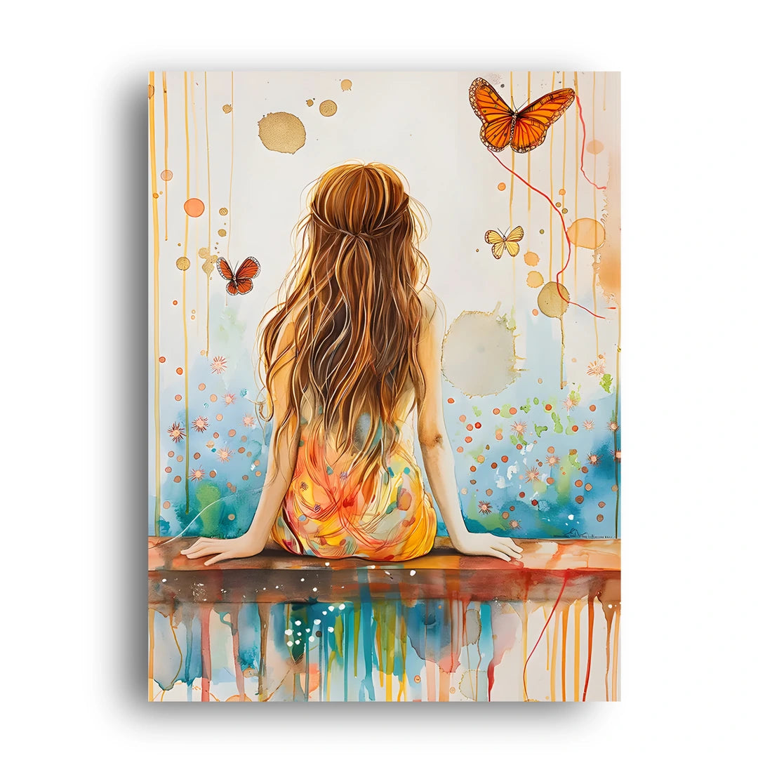Butterfly Girl art poster unframed 350gsm paper