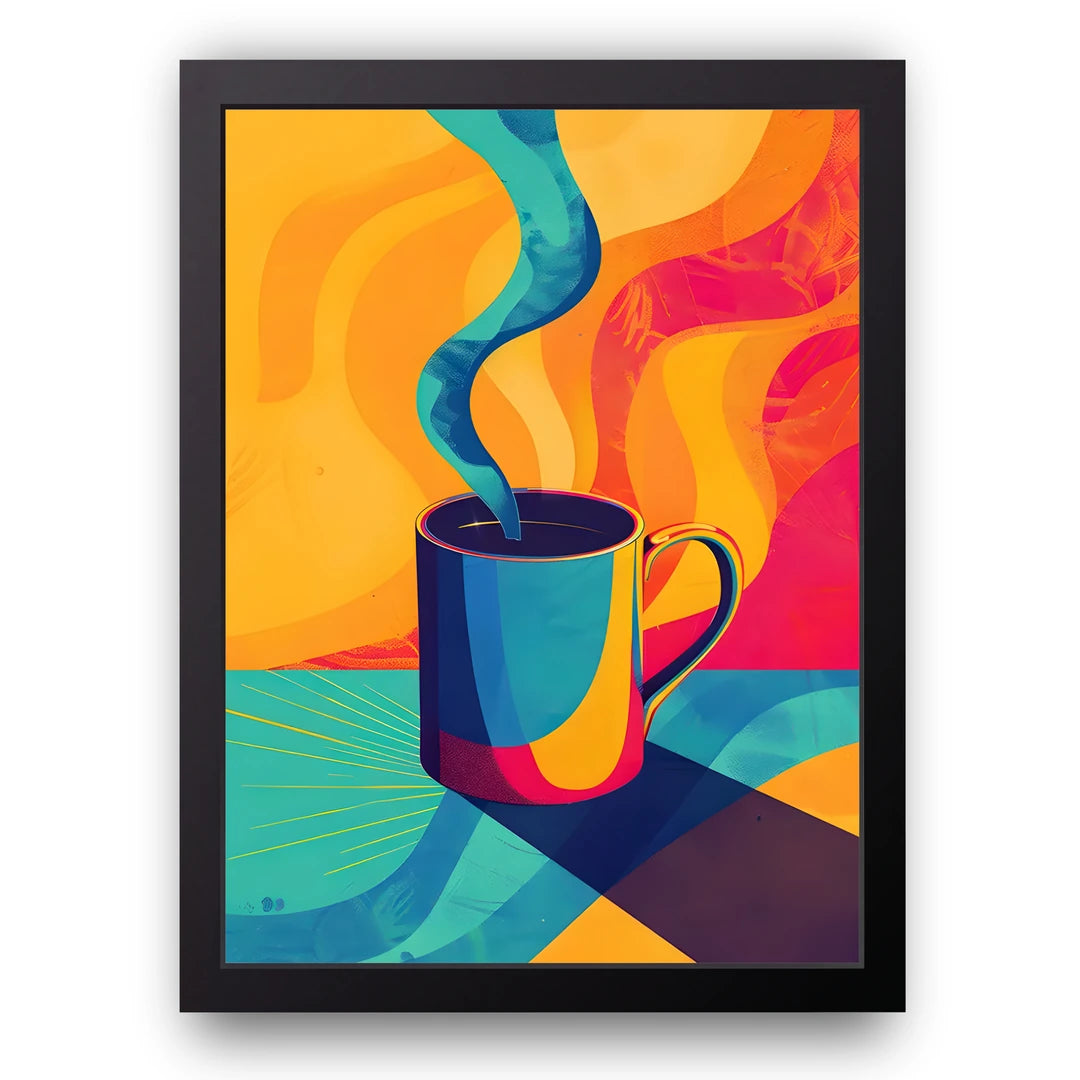 Coffee Colours art poster in black frame