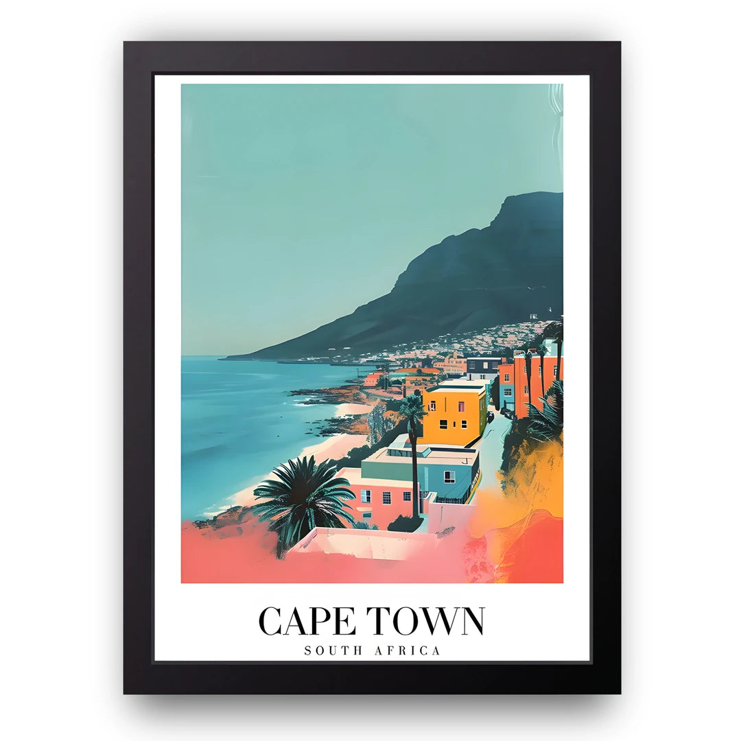 Cape Town travel poster in black frame