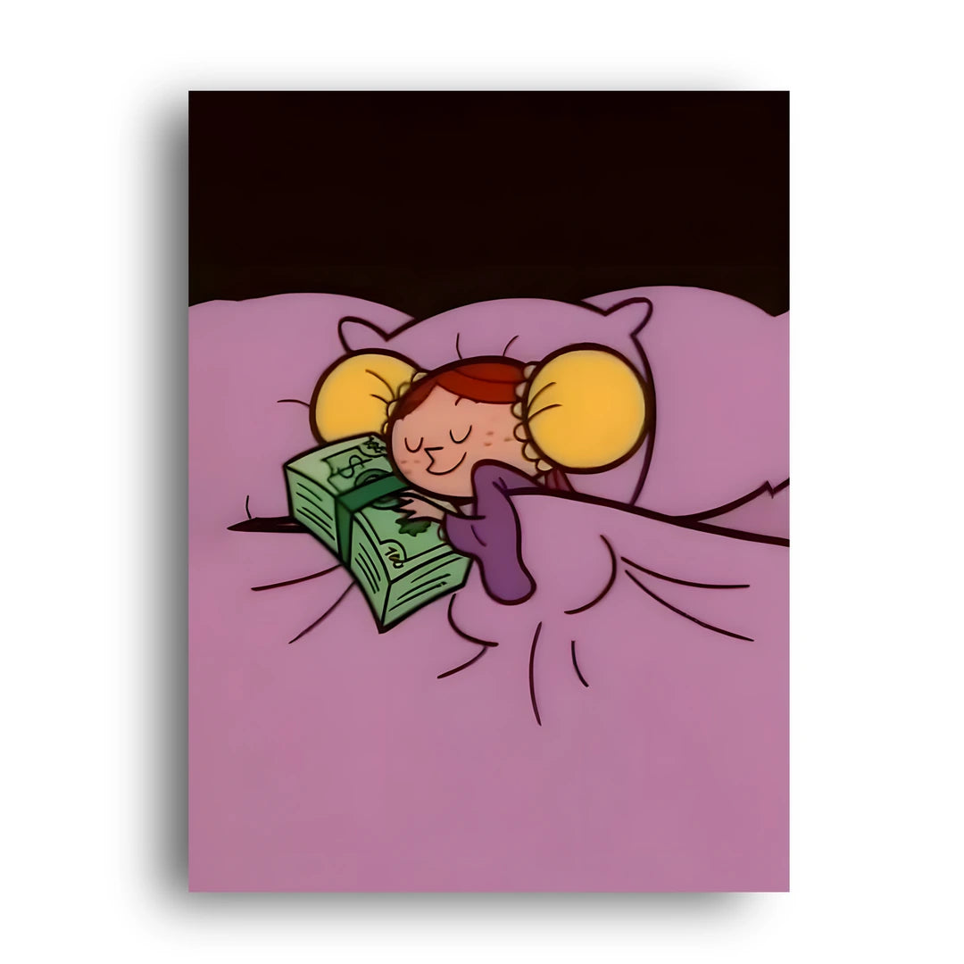 Sleeping On Money cartoon poster unframed 350gsm paper