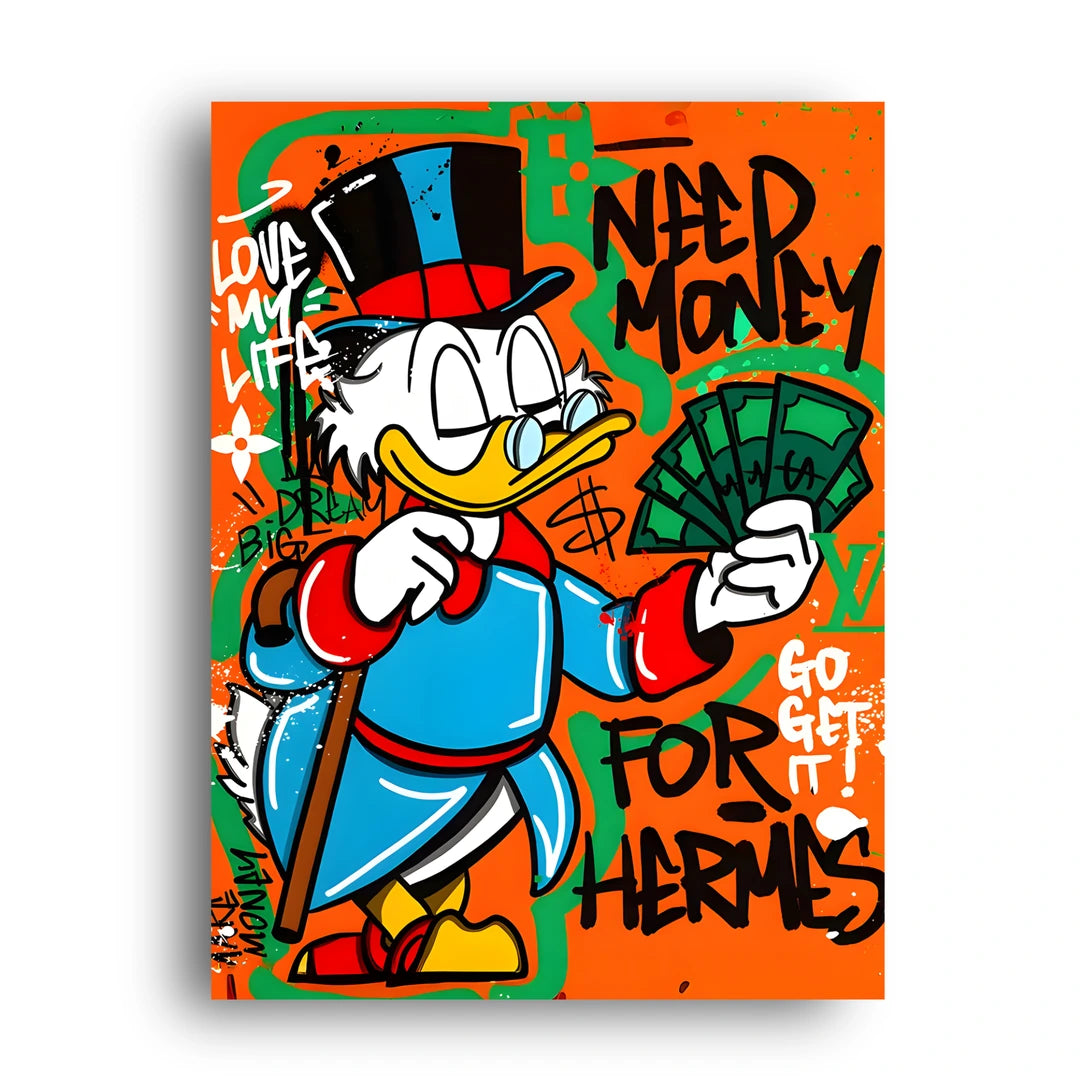 Money Duck cartoon poster unframed 350gsm paper