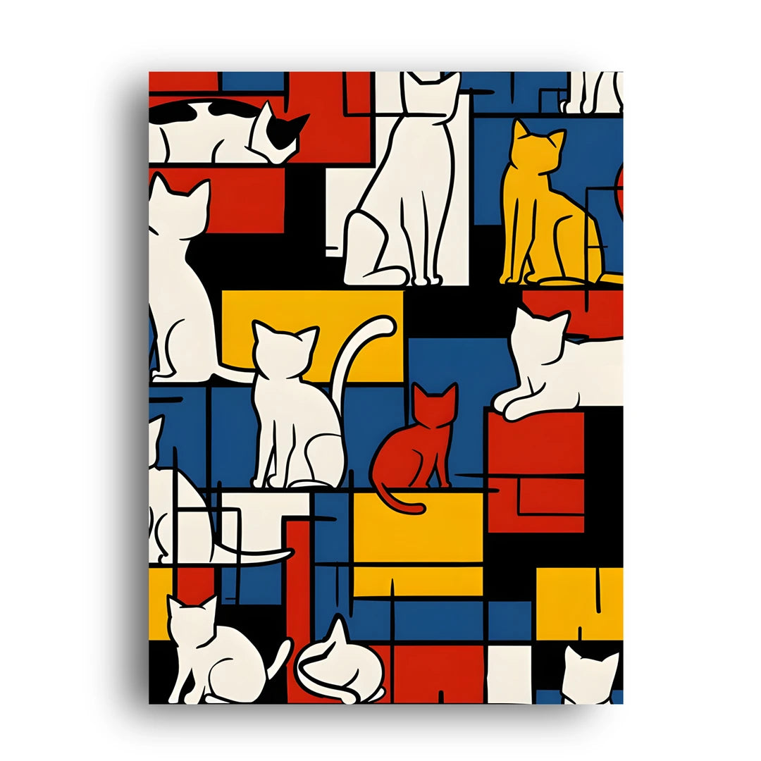 Mondrian Cats art poster unframed 350gsm paper