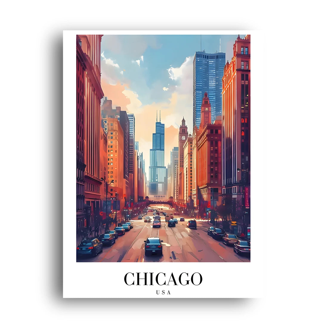 Chicago Streets travel poster unframed 350gsm paper