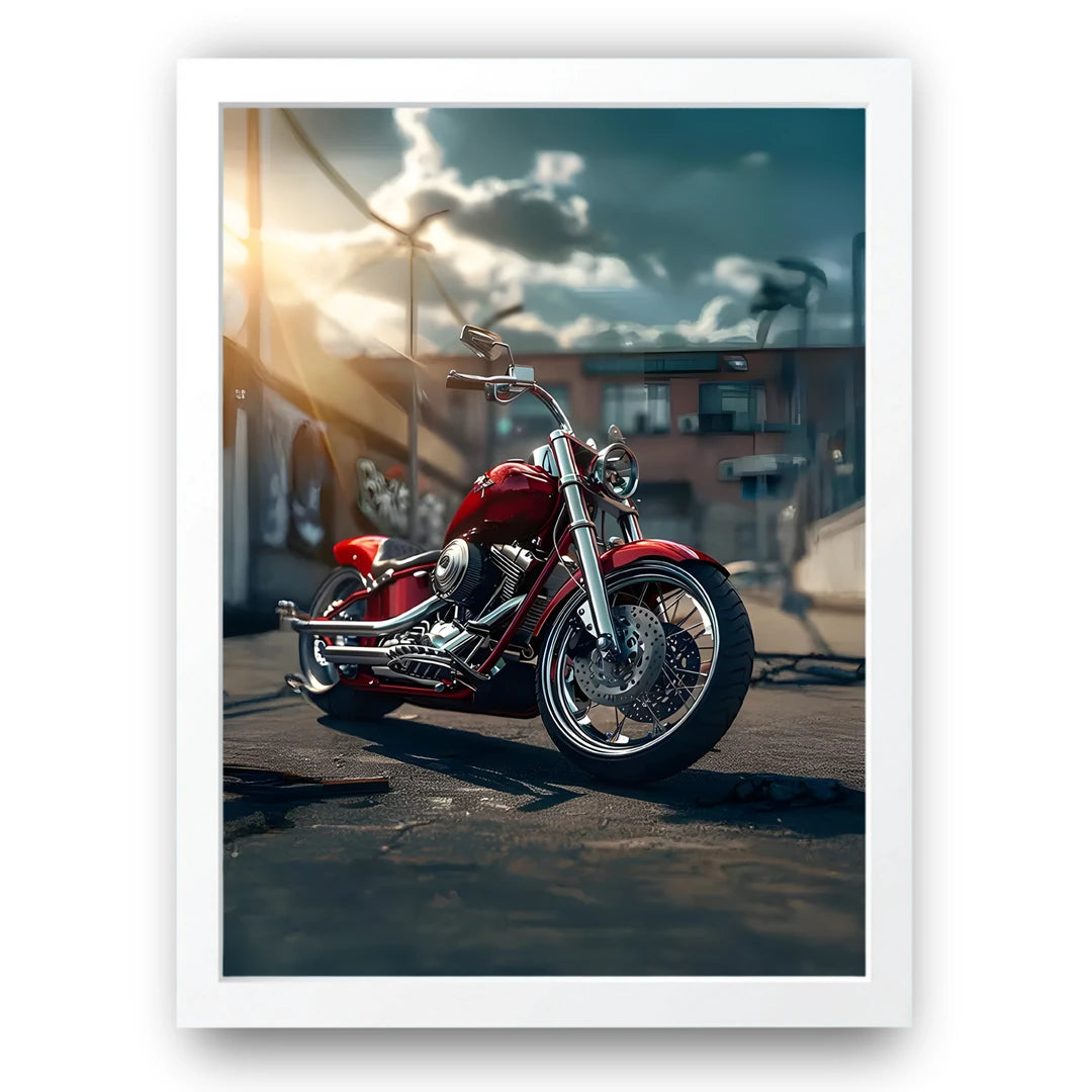 Red Cruiser art poster in white frame