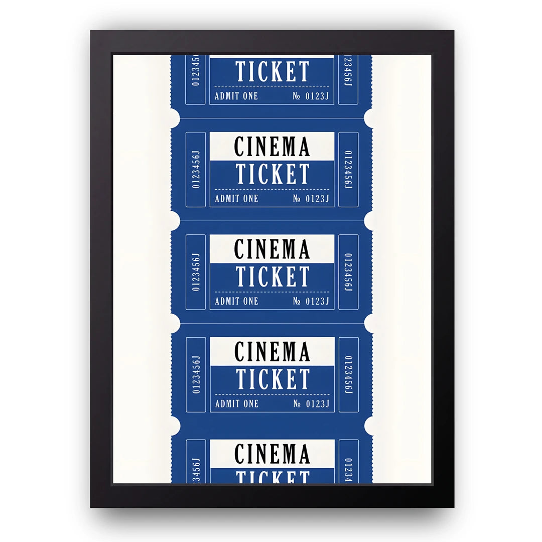 Cinema Tickets retro poster in black frame