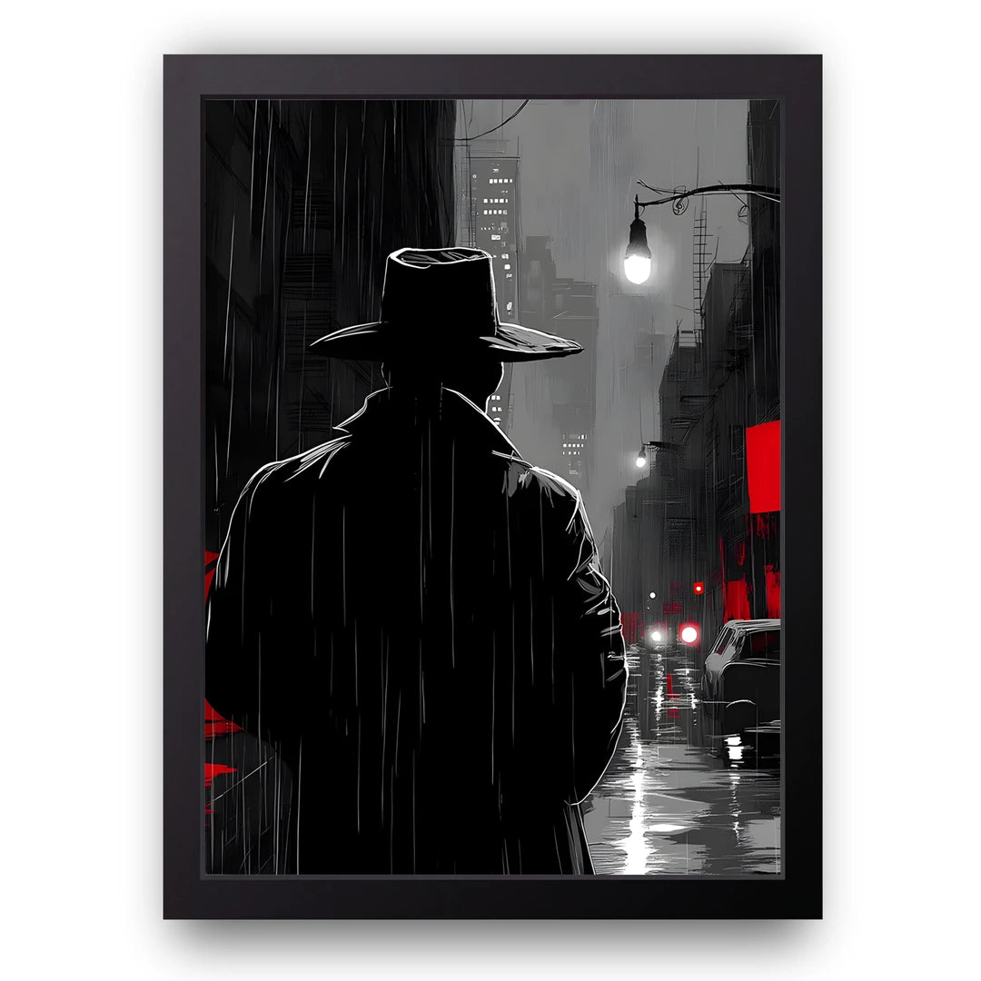 Noir Detective art poster in black frame