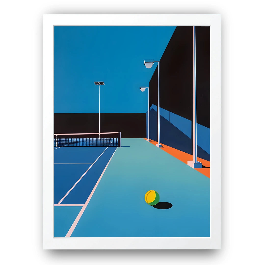 Minimal Tennis Court sport poster in white frame