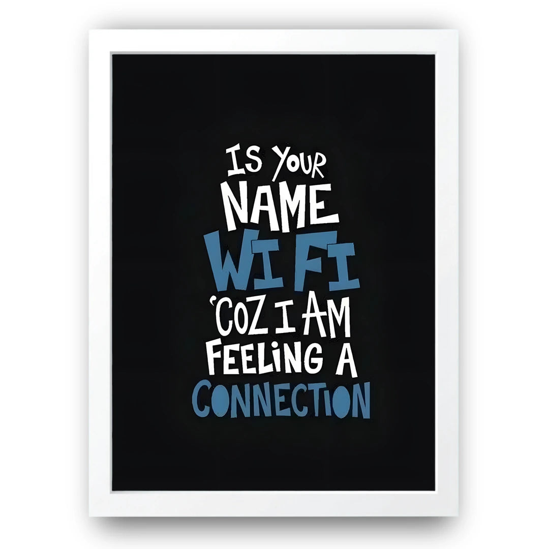 Is Your Name Wifi quote poster in white frame