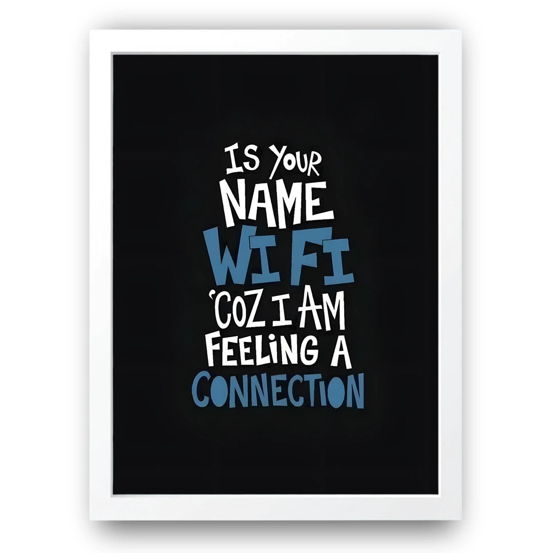 Is Your Name Wifi quote poster in white frame