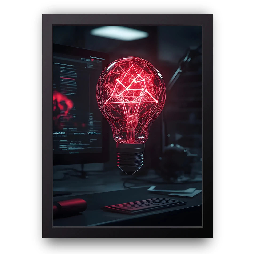 Neon Idea art poster in black frame