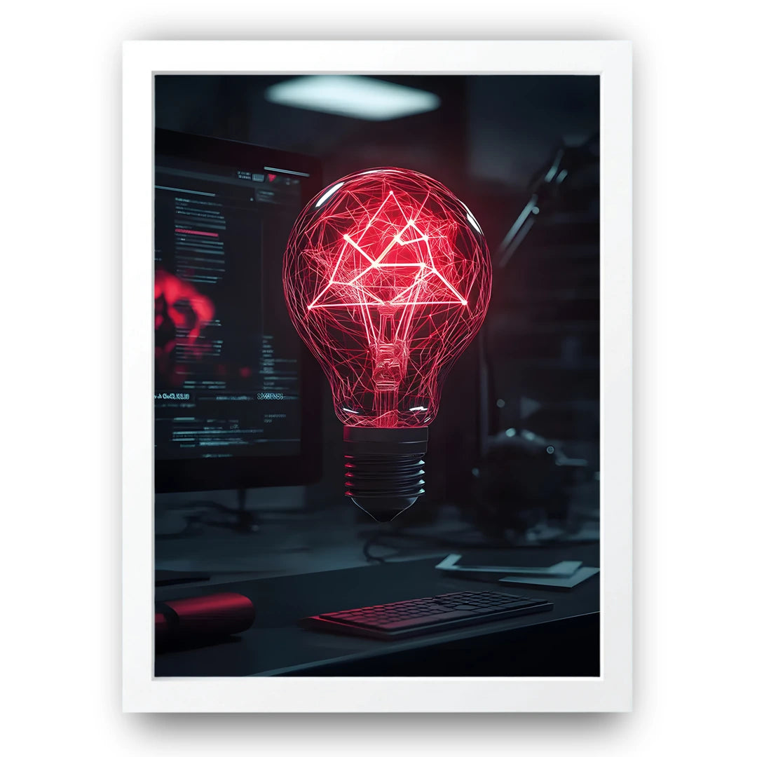 Neon Idea art poster in white frame