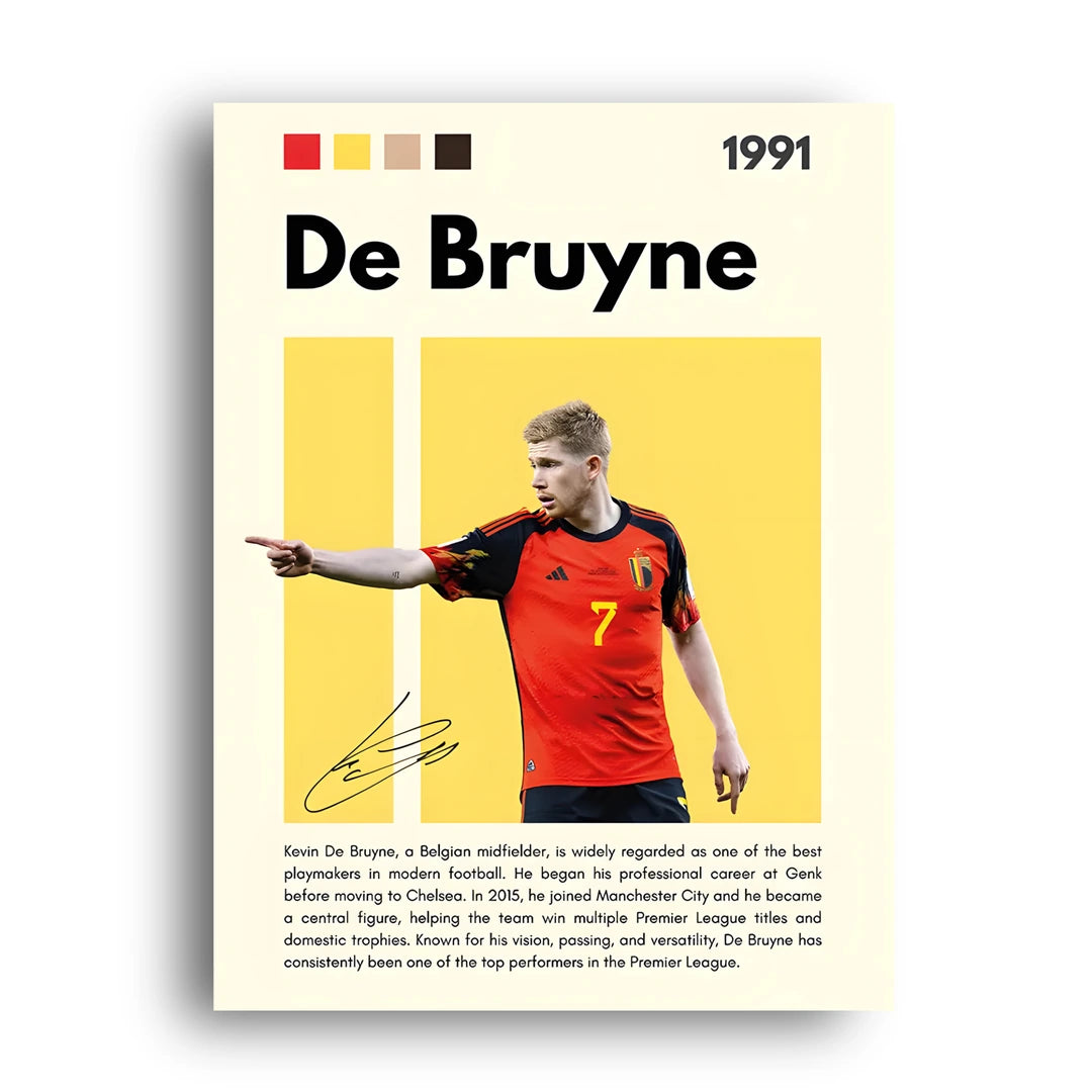 De Bruyne football legend poster unframed 350gsm paper