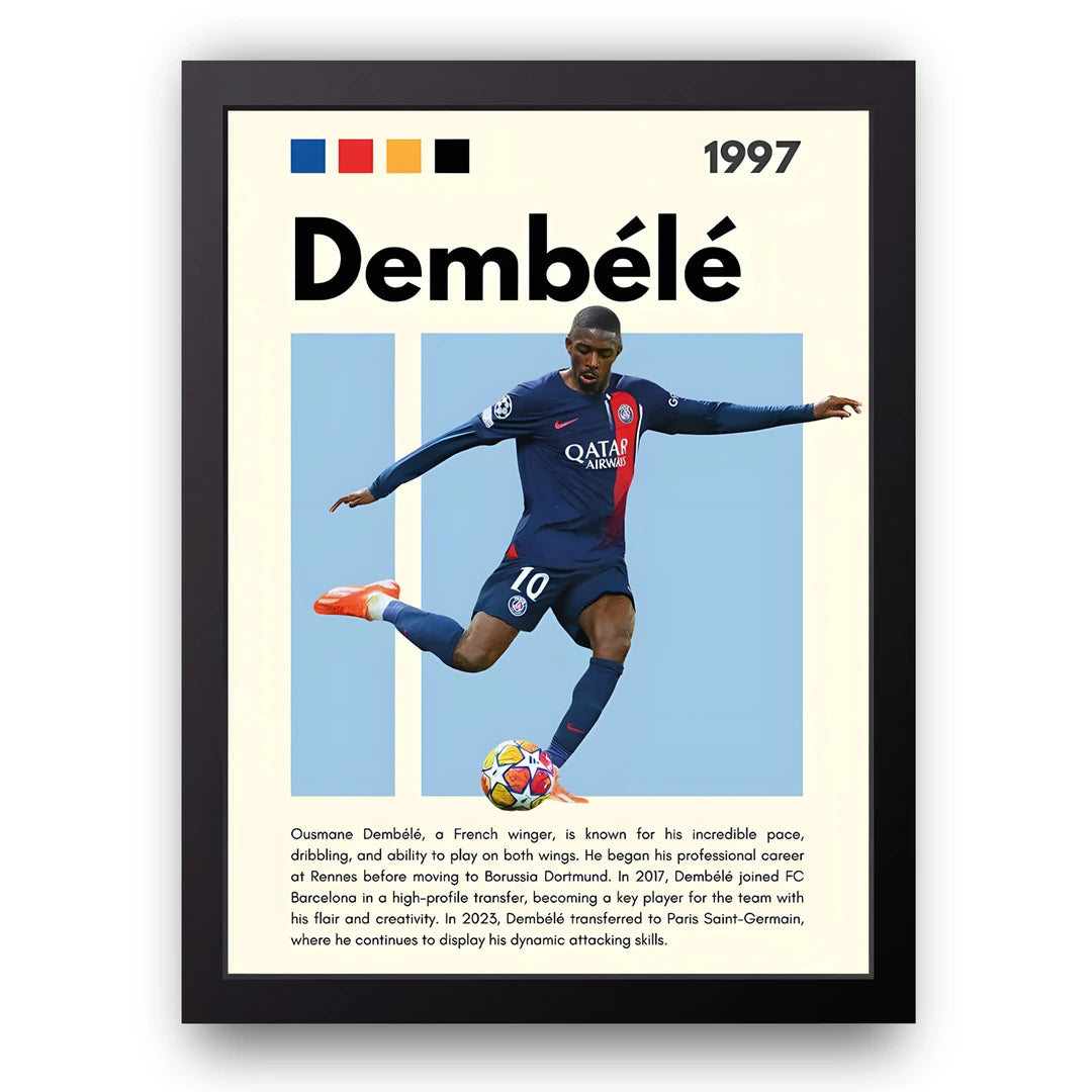 Dembele football legend poster in black frame