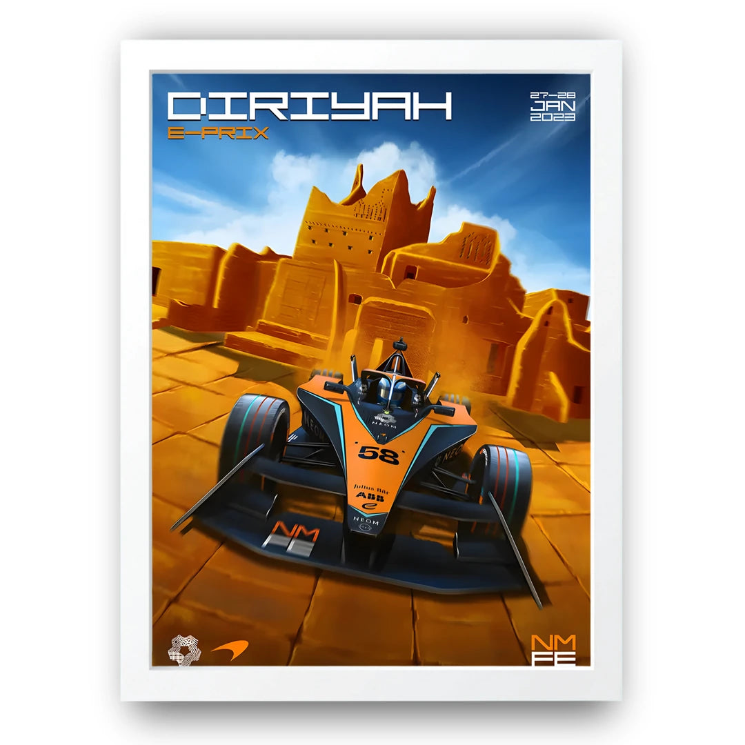 Diriyah E-Prix sport poster in white frame