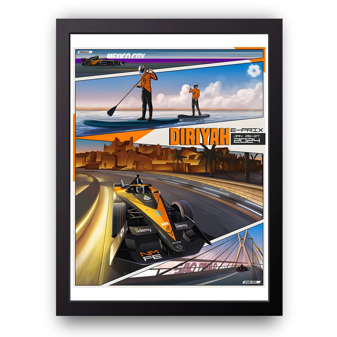E-Prix Mexico City sport poster in black frame
