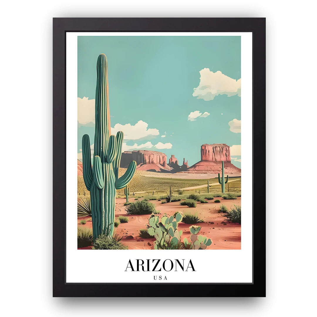 Arizona travel poster in black frame