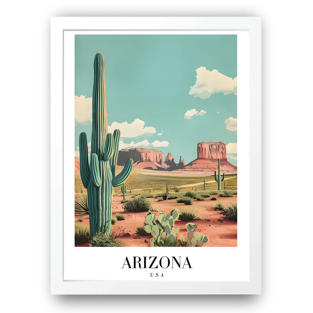 Arizona travel poster in white frame
