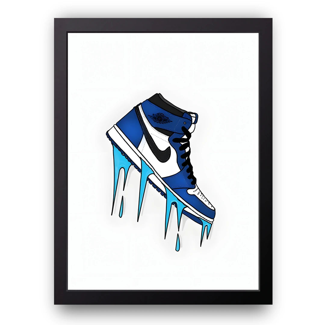Dripping Sneaker art poster in black frame