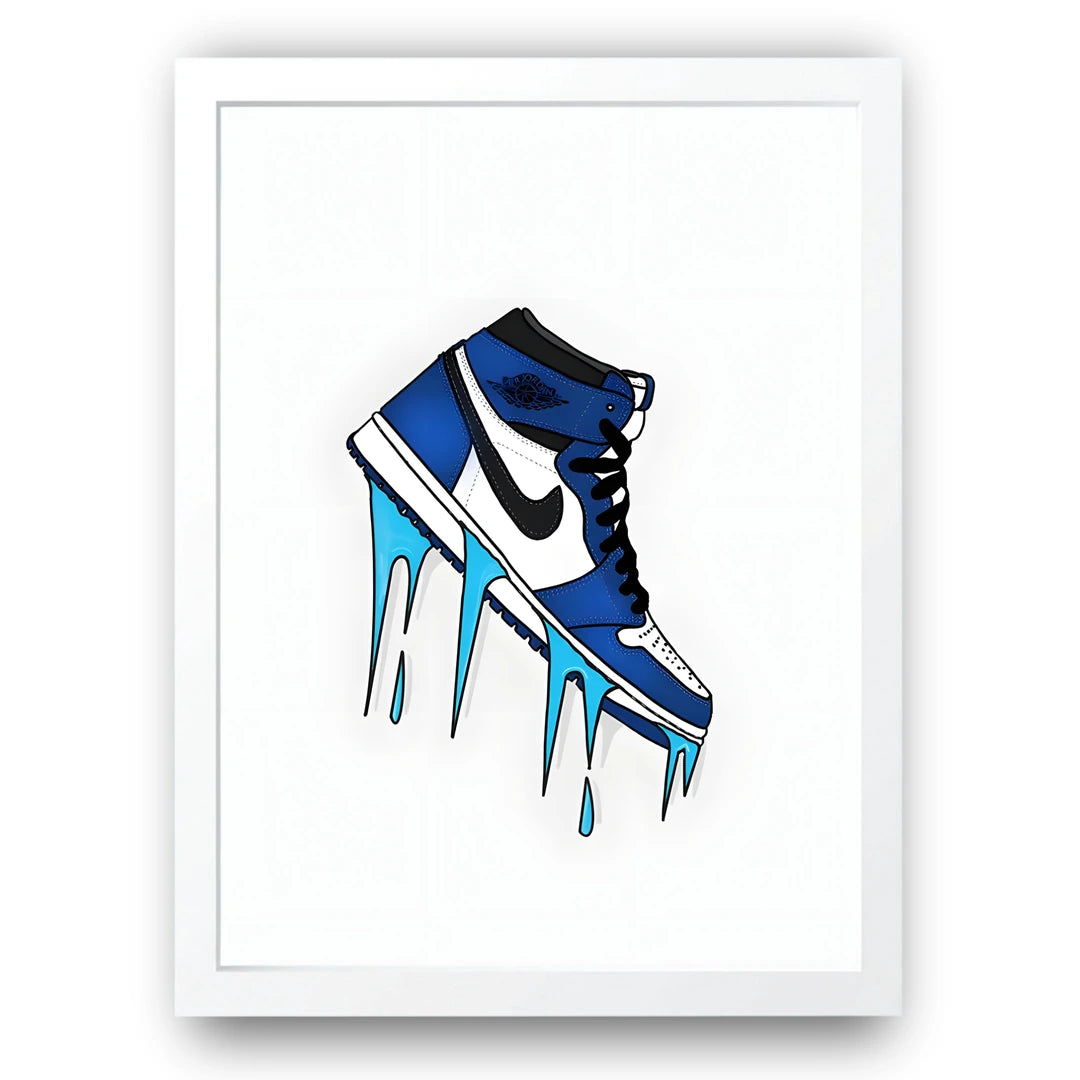 Dripping Sneaker art poster in white frame