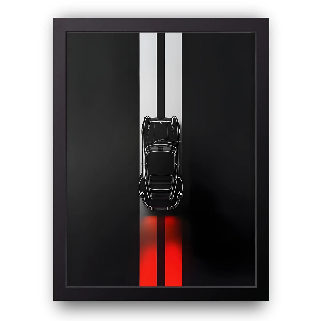 Stripe Lane car poster in black frame