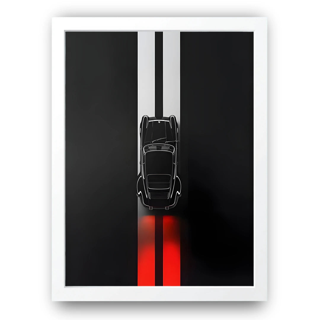 Stripe Lane car poster in white frame