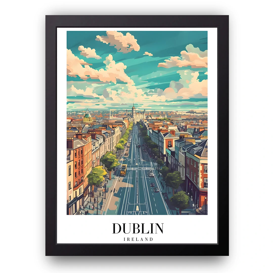 Dublin travel poster in black frame