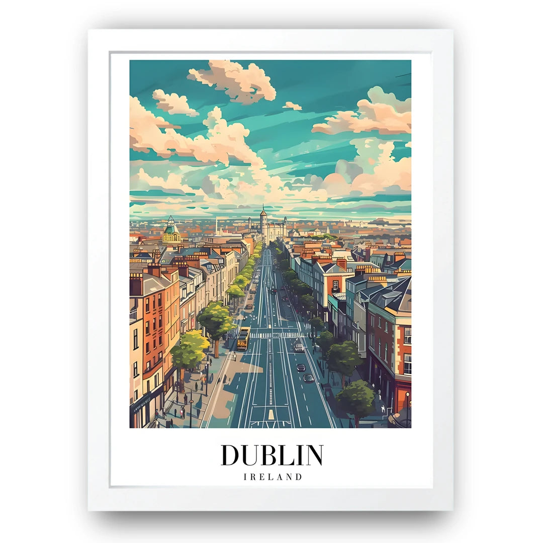 Dublin travel poster in white frame