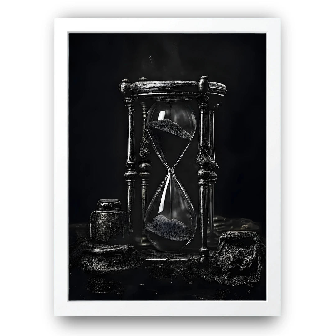 Hourglass art poster in white frame