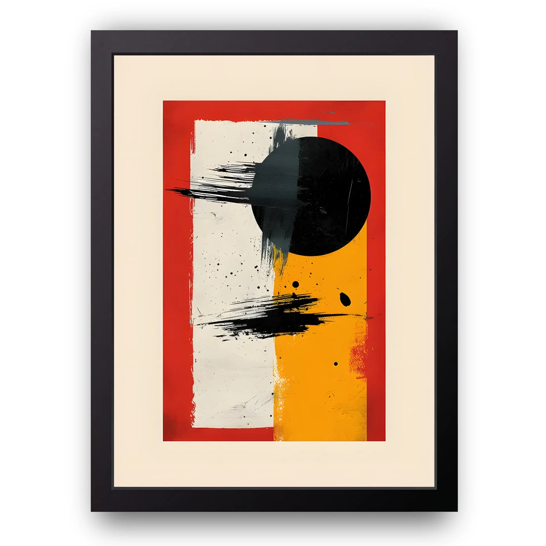 Bauhaus Blocks abstract poster in black frame