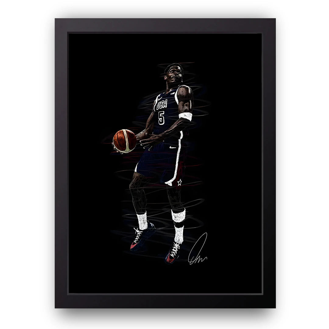Team USA Scribble sport poster in black frame