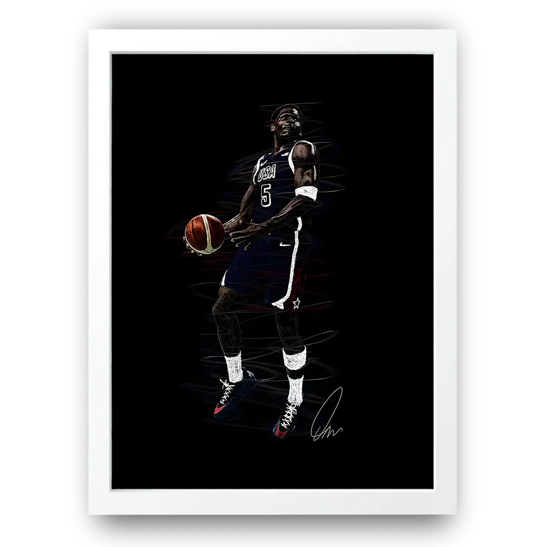 Team USA Scribble sport poster in white frame