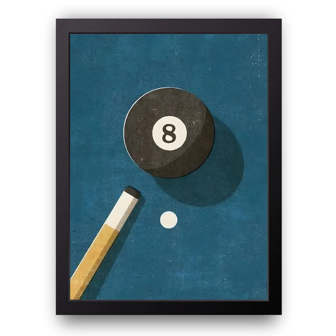 Eight Ball sport poster in black frame