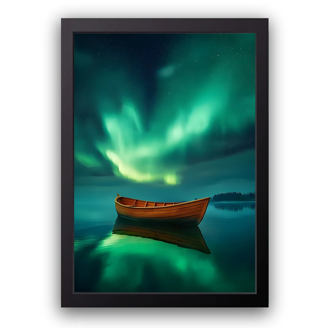 Aurora Drift art poster in black frame