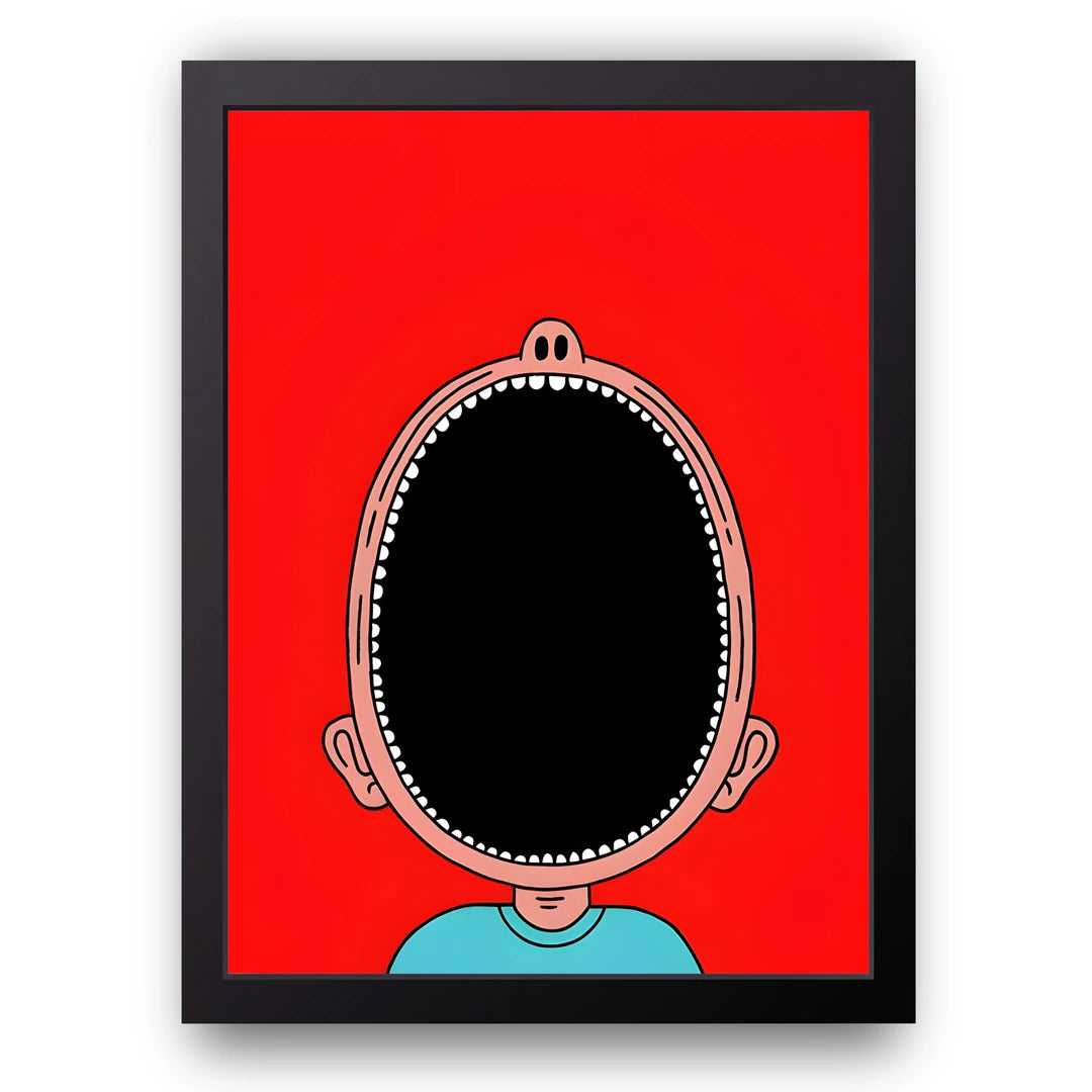Big Mouth cartoon poster in black frame