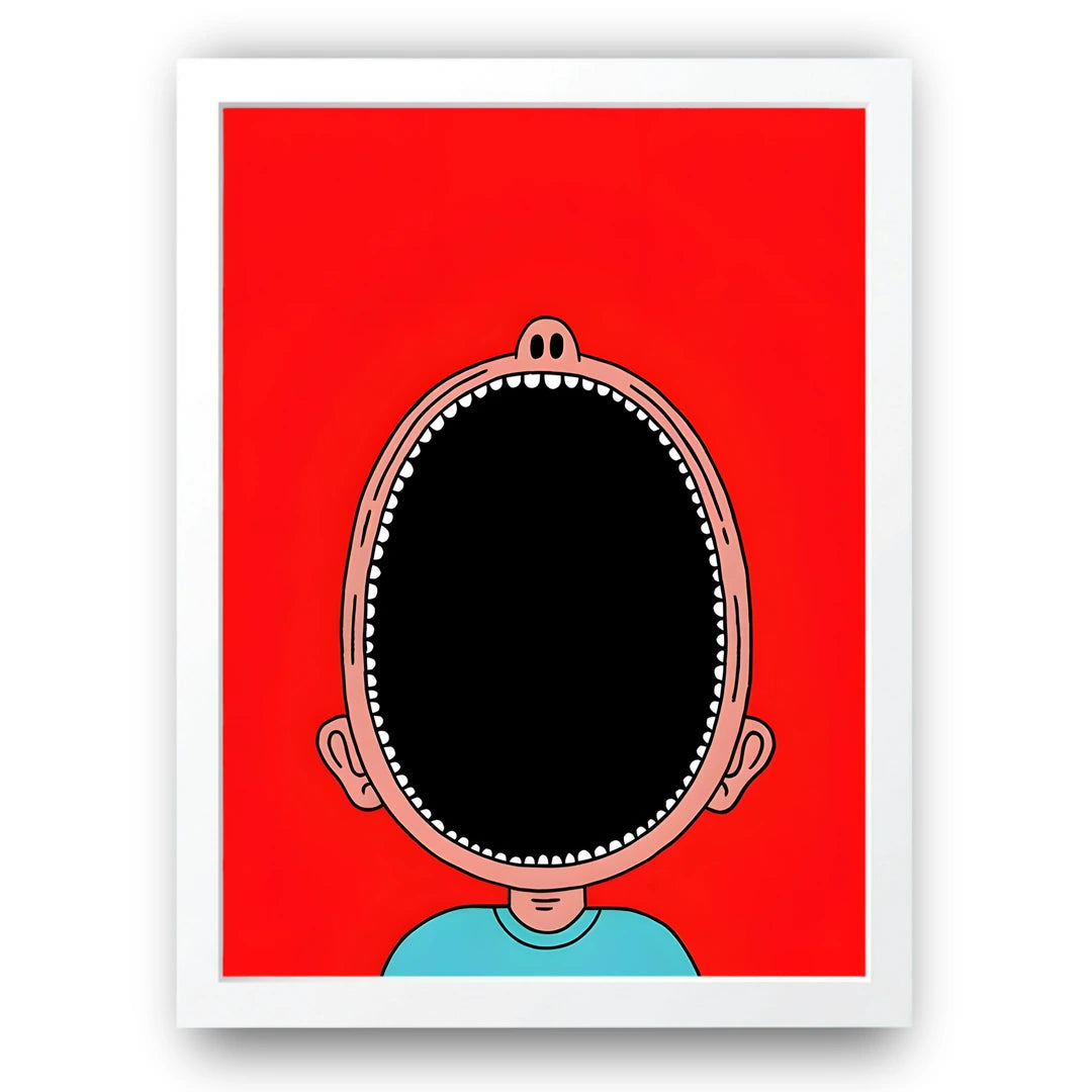 Big Mouth cartoon poster in white frame