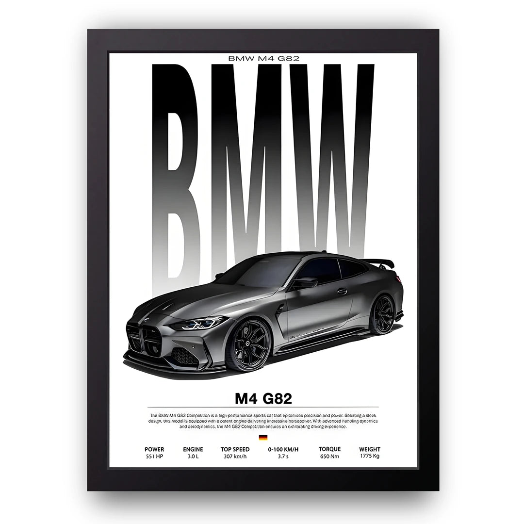 M4 G82 Spec car poster in black frame