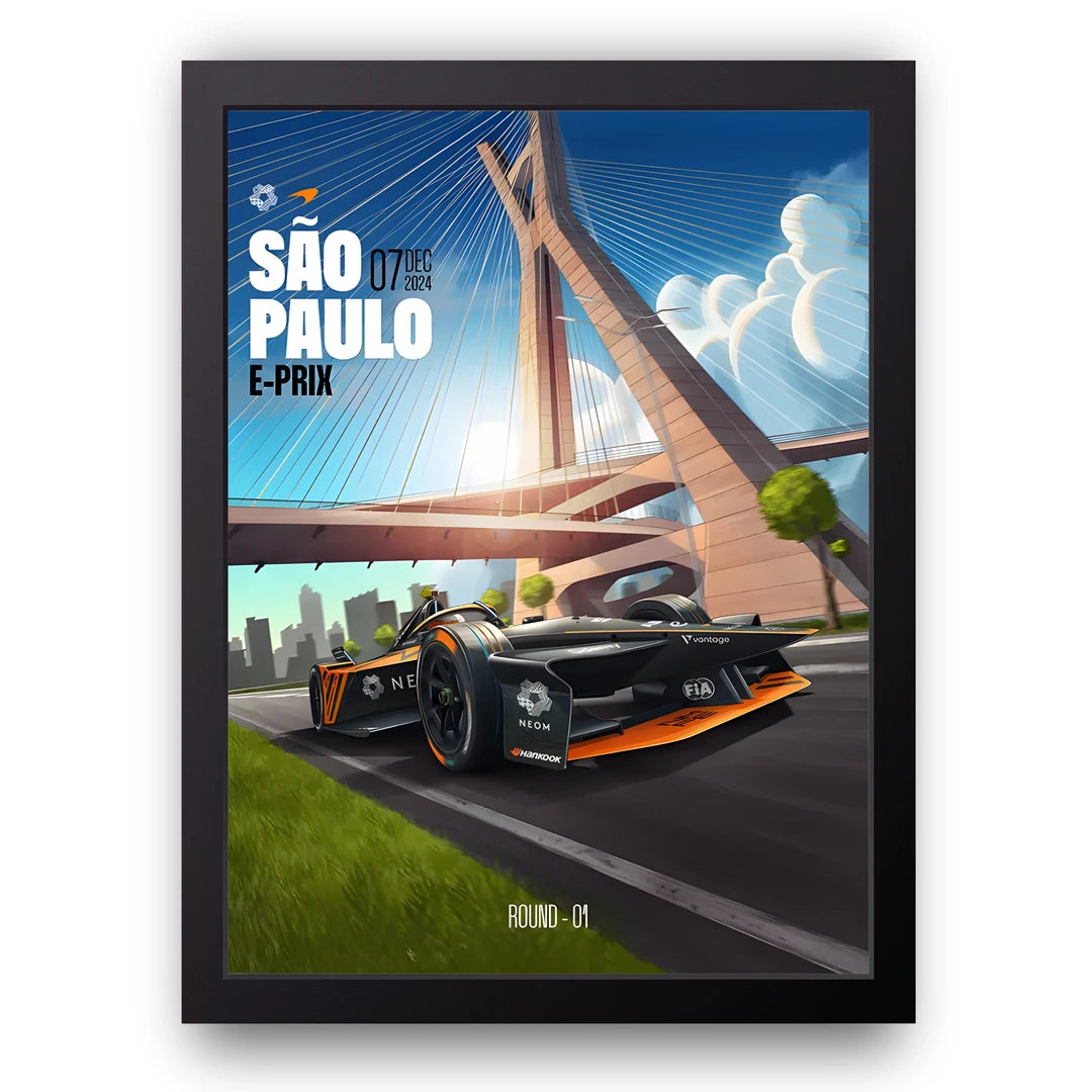 Sao Paulo E-Prix sport poster in black frame